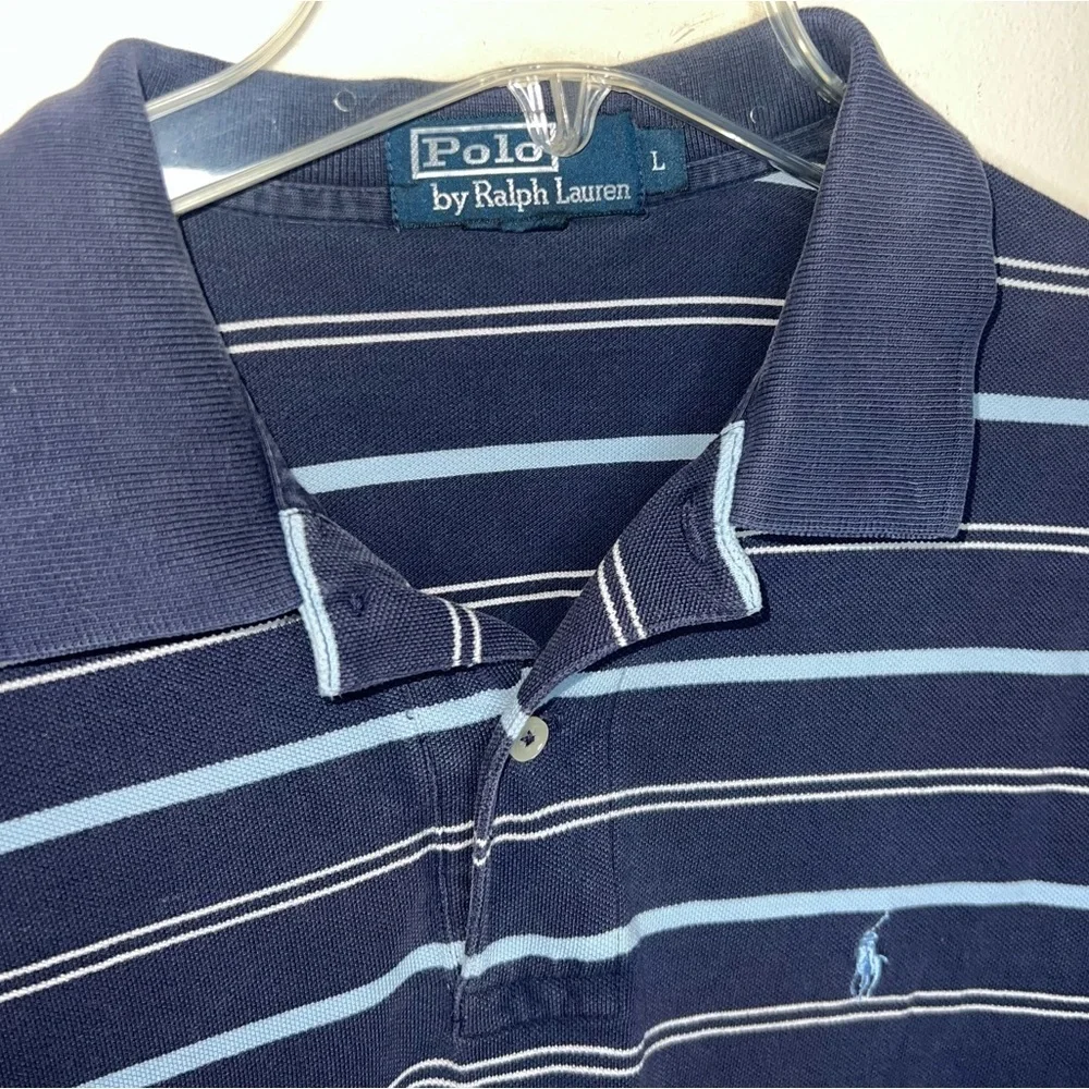 Polo Ralph Lauren Blue Cotton Polo Shirt Size Large